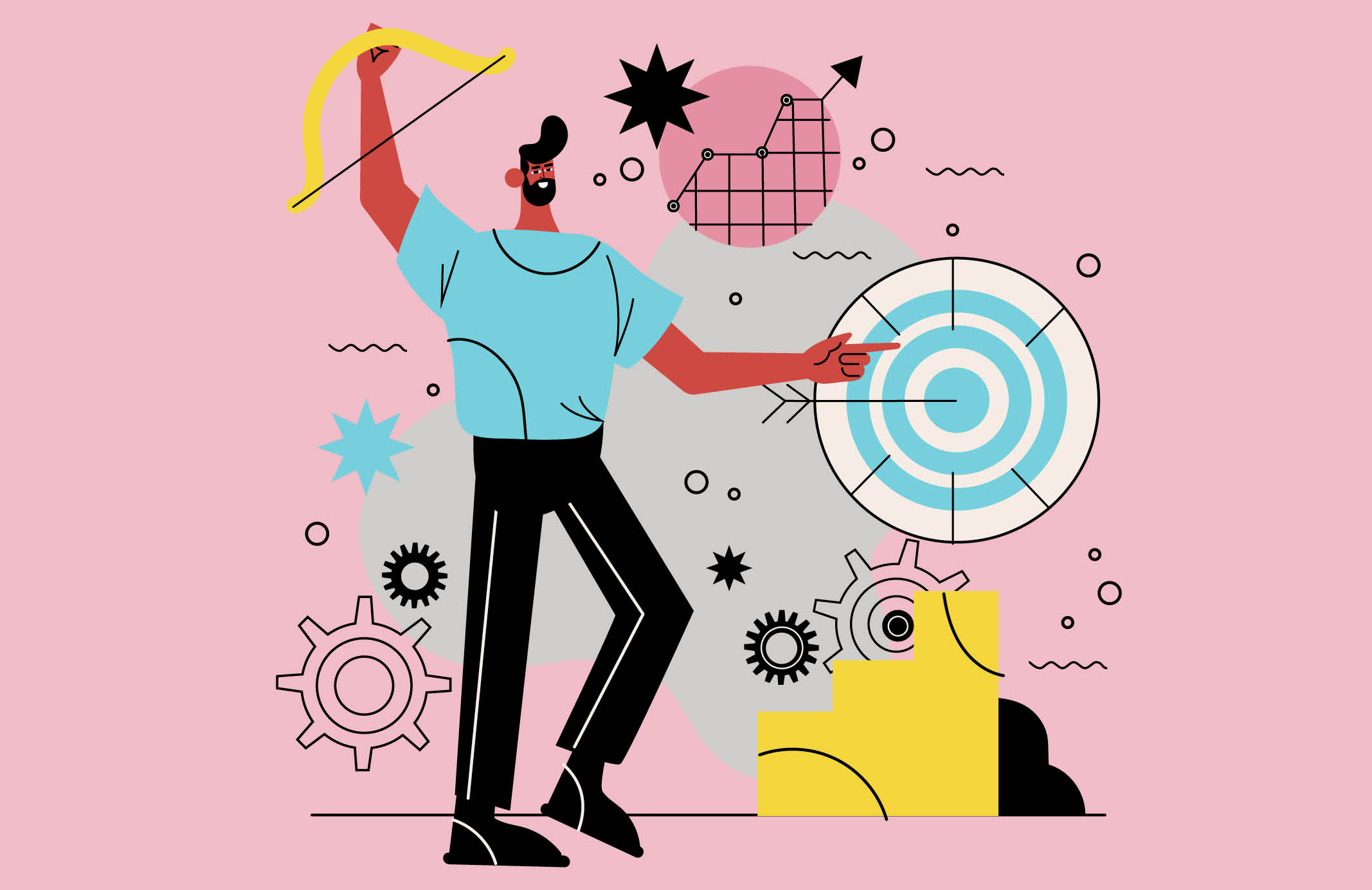 Ilustra&ccedil;&atilde;o de um homem segurando um arco e flecha.